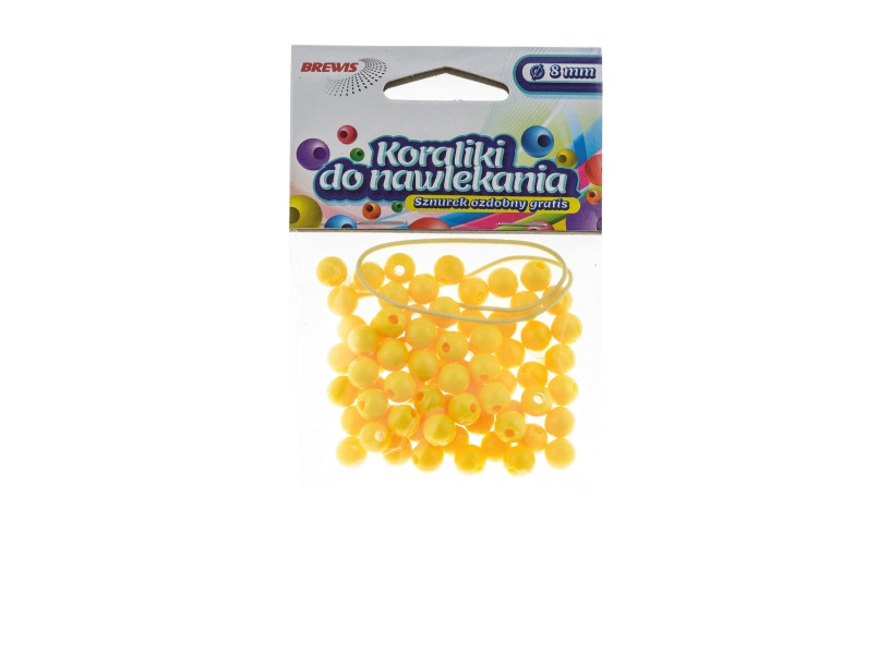 Koraliki do nawlekania 8mm K8-2 żółty Brewis